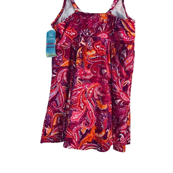 2/$35 NWT Swim Solutions 22W Tummy Control Bow-Front Swim Dress Bust Support - Picture 13 of 16